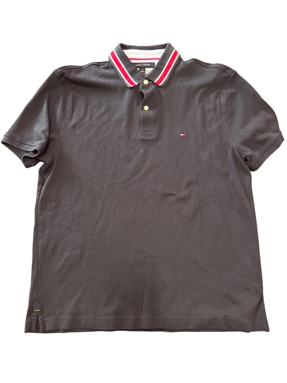Tommy Hilfiger Custom Fit Navy Blue Polo Shirt Mens Large Preppy Business L